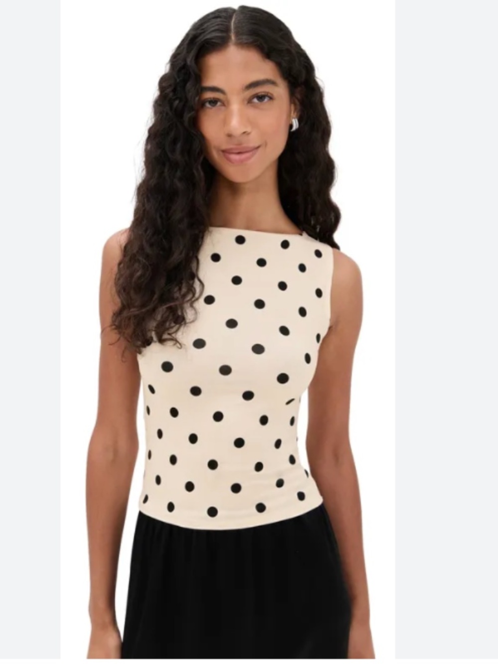 Reformation Cream Polka Dot Sleeveless Top with Black Dots